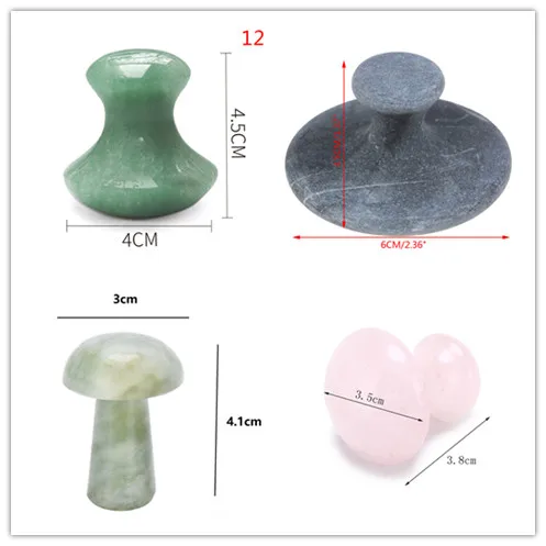 

4Styles Natural Jade /Bian-Stone Mushroom Jade Roller Therapy Facial Neck Healing Slimming Massager Rose Quartz Lift Skin Tools