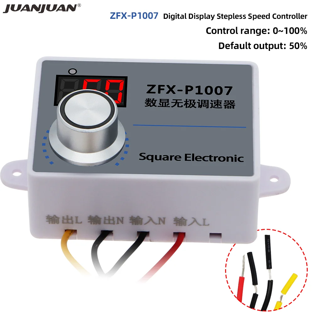 ZFX-P1007 Digital Display Speed Controller Waterproof  Stepless Speed Regulator Governor 500W AC 220V Control Switch