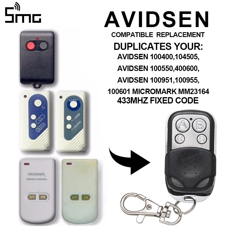 For AVIDSEN 104251 104250 OLD 104257 104350 Rolling Code Remote Clone AVIDSEN 100400 104505 100500 400600 Fixed Code 433.92MHz