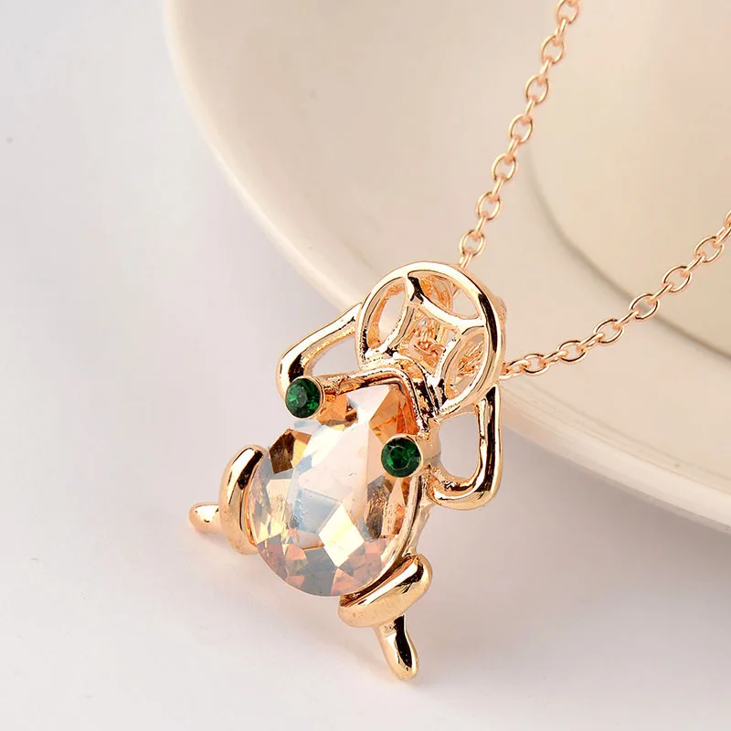 Fashion Zircon Money Frog Necklace Pendant Gold Charms Girl Choker Accessories