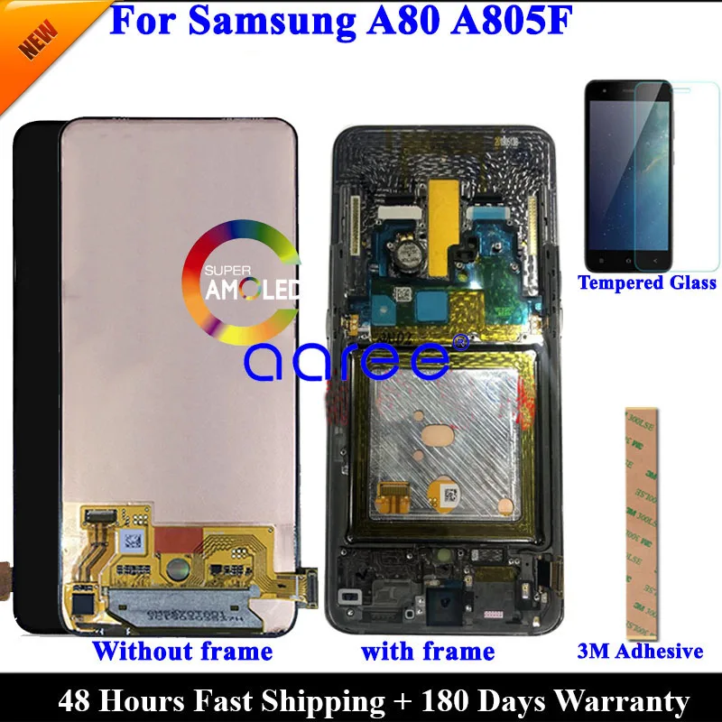 Super AMOMLED LCD  For Samsung A80 LCD A805 lcd display For Samsung A80 2019 A805F LCD Screen Touch Digitizer Assembly