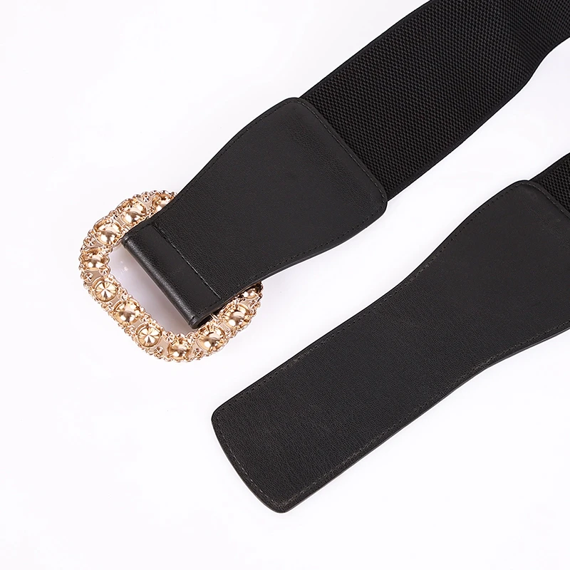 Ceinture en cuir souple noir pour femmes, ceintures larges, ceintures de smoking, manteau pour filles, grande perle, cristal, sans épingle, punk, mode, nouveau