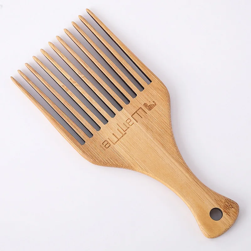 1 PC Wooden Wide Teeth Brush Pick Comb Fork Hairbrush Insert Hair Pick Comb Gear Comb For Curly Afro Hair Styling Tools