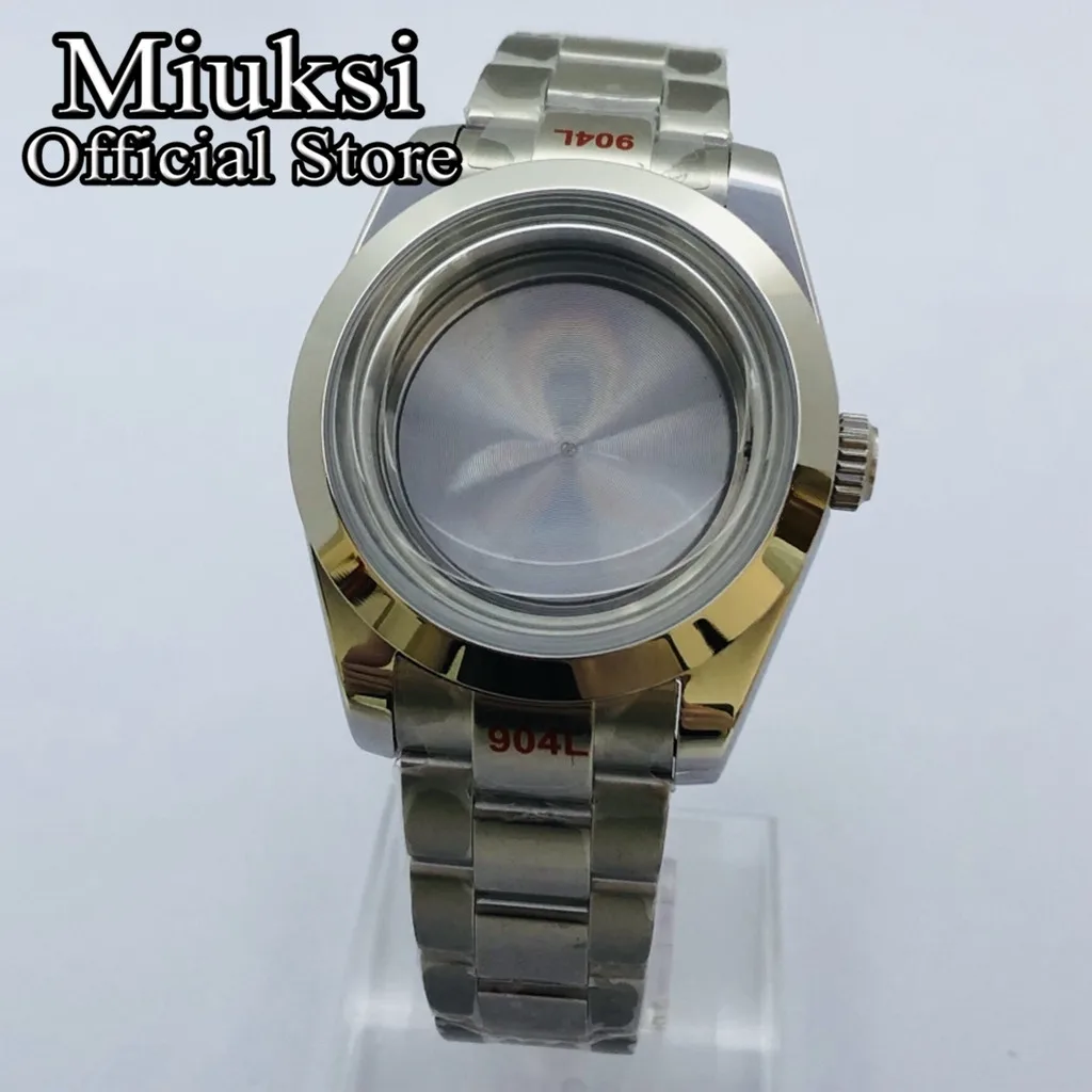 Miuksi 36mm/40mm domed glass silver watch case fit NH35 NH36 ETA2824 2836 Miyota8205 8215 Mingzhu DG2813 3804 PT5000 movement