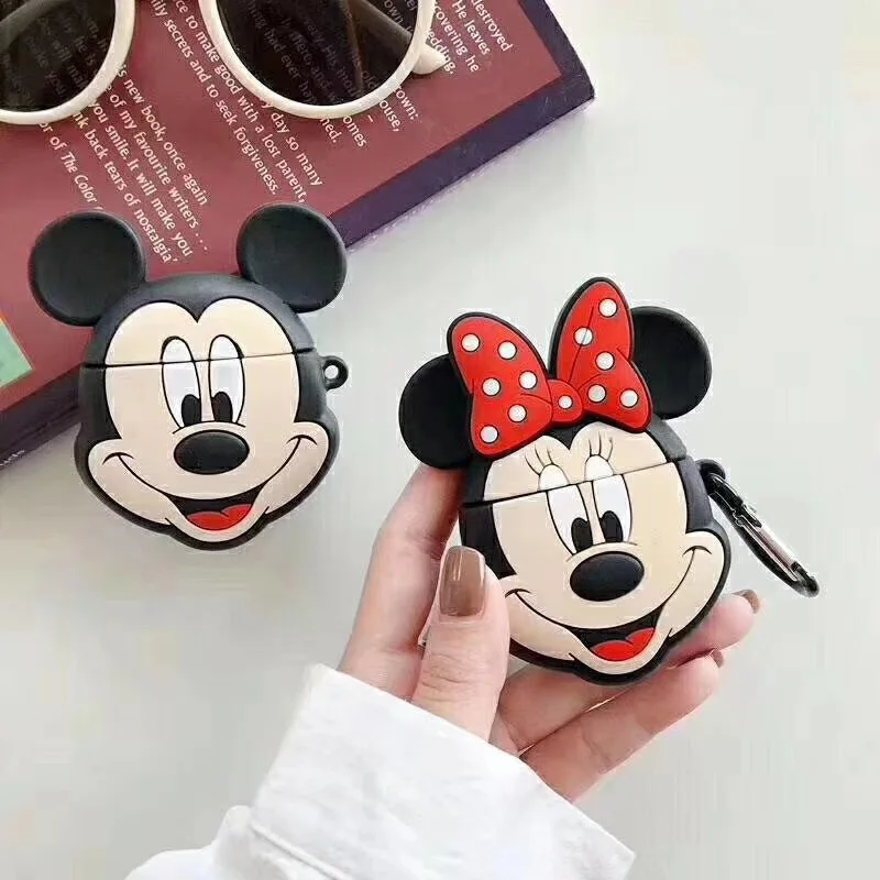 Disney kreskówka myszka miki Minne silikonowe etui do Airpods 1 2 ochronna Bluetooth bezprzewodowe ładowanie słuchawek pokrywa dla Airpods Pro