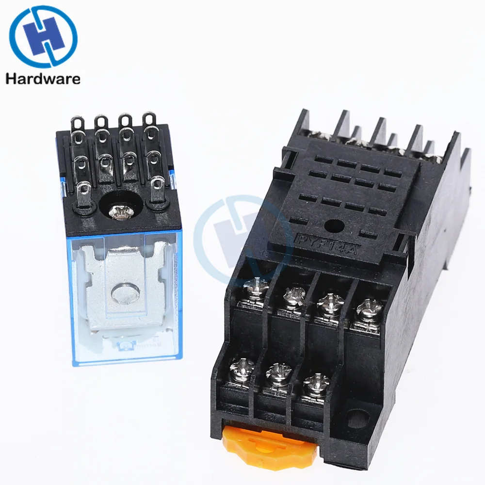 MY4NJ 14PIN 4DPDT Electronic Micro Mini Electromagnetic Relay 5A Coil With PYF14A Socket Base DC12V DC24V AC110V 220V