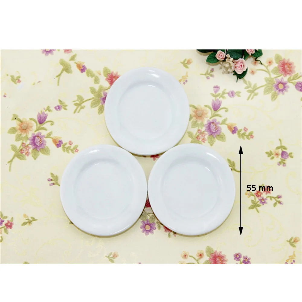 1Pcs 1/12 Dollhouse Miniature Accessories Mini Dessert Ceramic Plate Simulation Kitchen Dish Model for Doll House Decoration