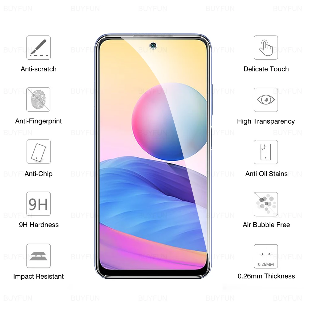 2pcs Tempered Glass For Xiaomi Redmi Note 10 5G HD Screen Protector For xiomi redmi note 10 5g 10pro Clear Protection Film Glass