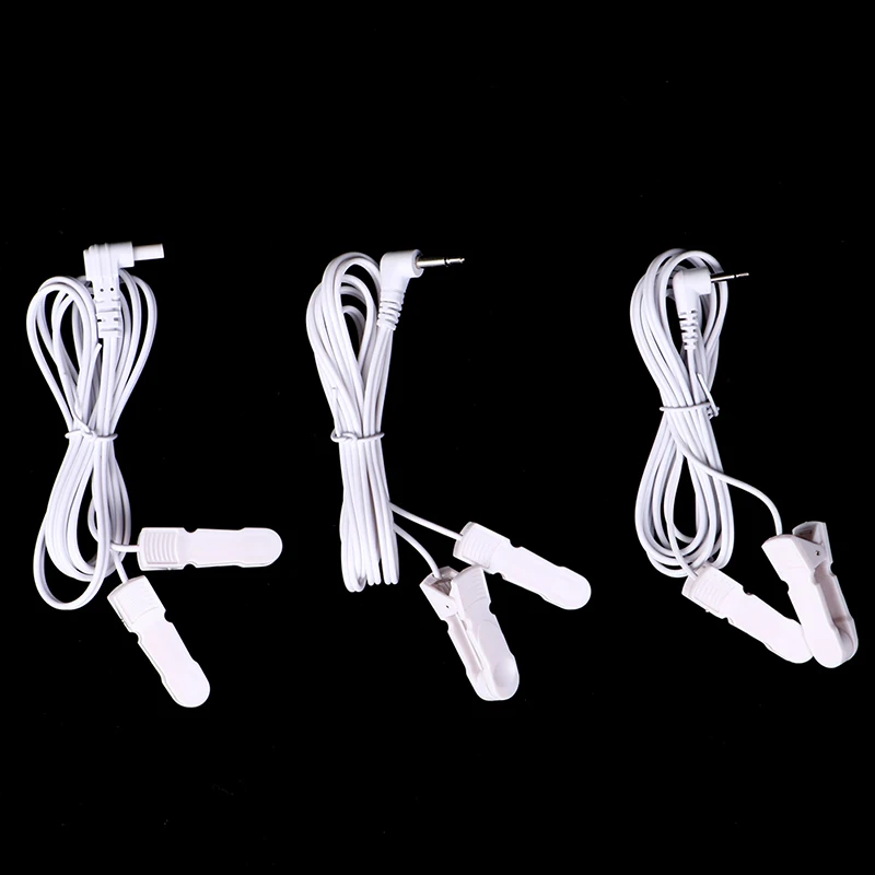 

1pcs Massager Plug Electrode Lead Wires Connecting Cables With 2 Ear Clips 2.35/2.5/3.5mm Plug Of Digital TENS Therapy Machine