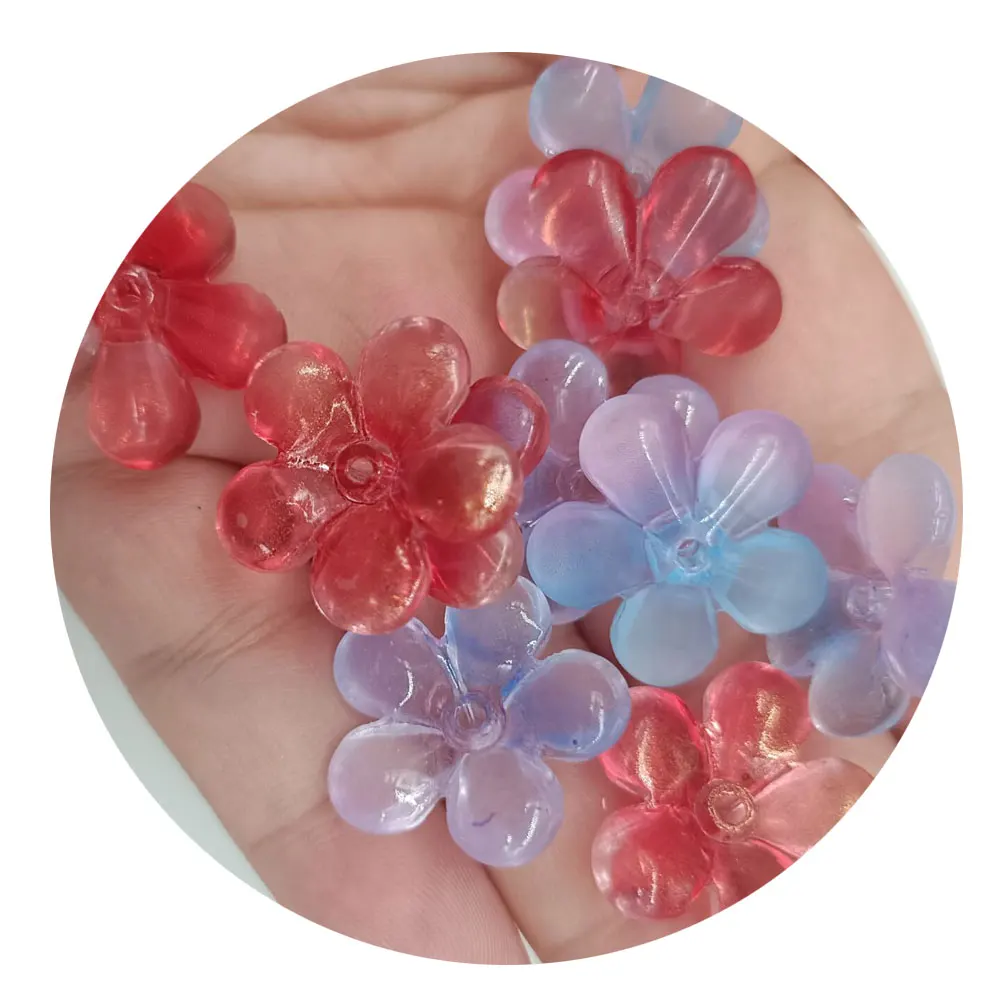 Gradient Five Petals Flower Glass Acetic Hair Claws Girls Sweet Colorful Hair Clips Headband Fashion Hair Accessories