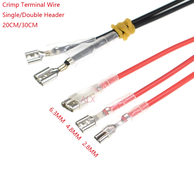 10pcs 20CM 30CM 2.8MM/4.8MM/6.3mm 2.8/4.8/6.3 female Spade Crimp Terminal Connector with wire red black for rocker switch