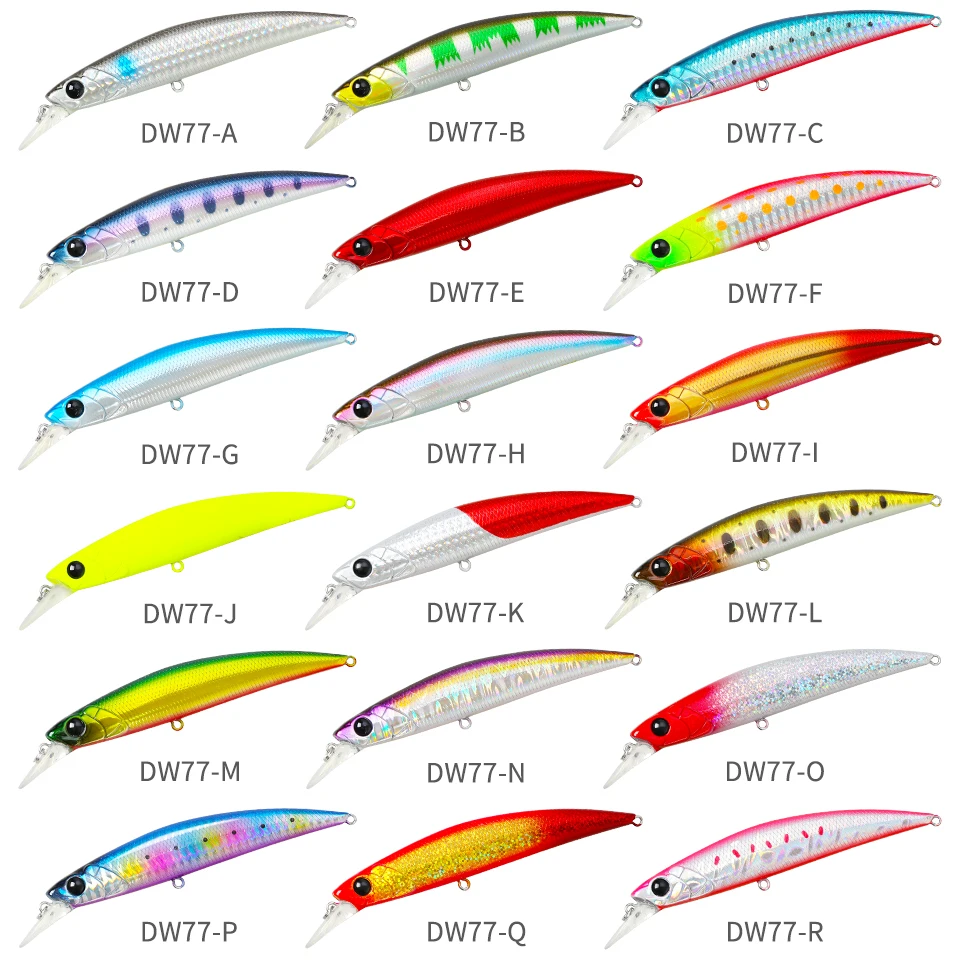 TSURINOYA Sinking Minnow Hard Fishing Lure DW77 110mm 22g Range 0.8-1.2m Large Trout Pike Seabass Jerkbait River Fishing Baits