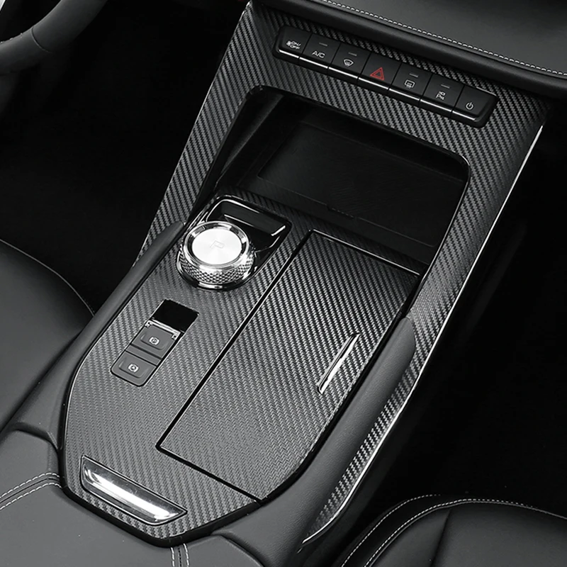 Bandes Autocollantes de Panneau de Boîte de Vitesses pour Console de Voiture, Film en Fibre de Carbone, Accessoires de Décoration Intérieure pour
