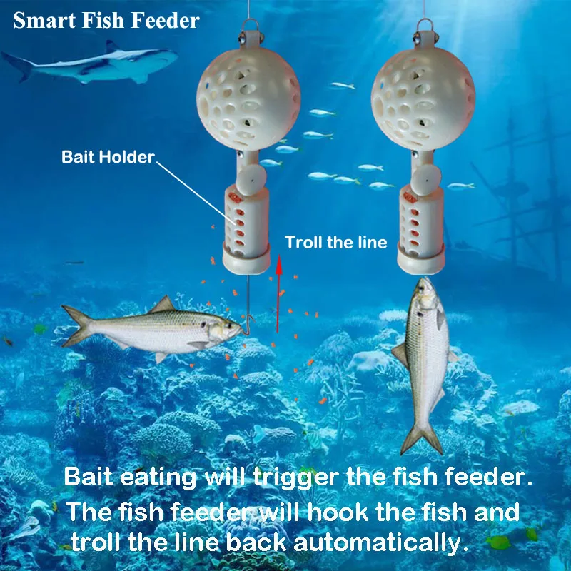Smart Fish Feeder Bait Holder Cage Fish Bite Trigger Hook Catch fish Automatically Hook Trigger Intelligent Fish Trap Catcher
