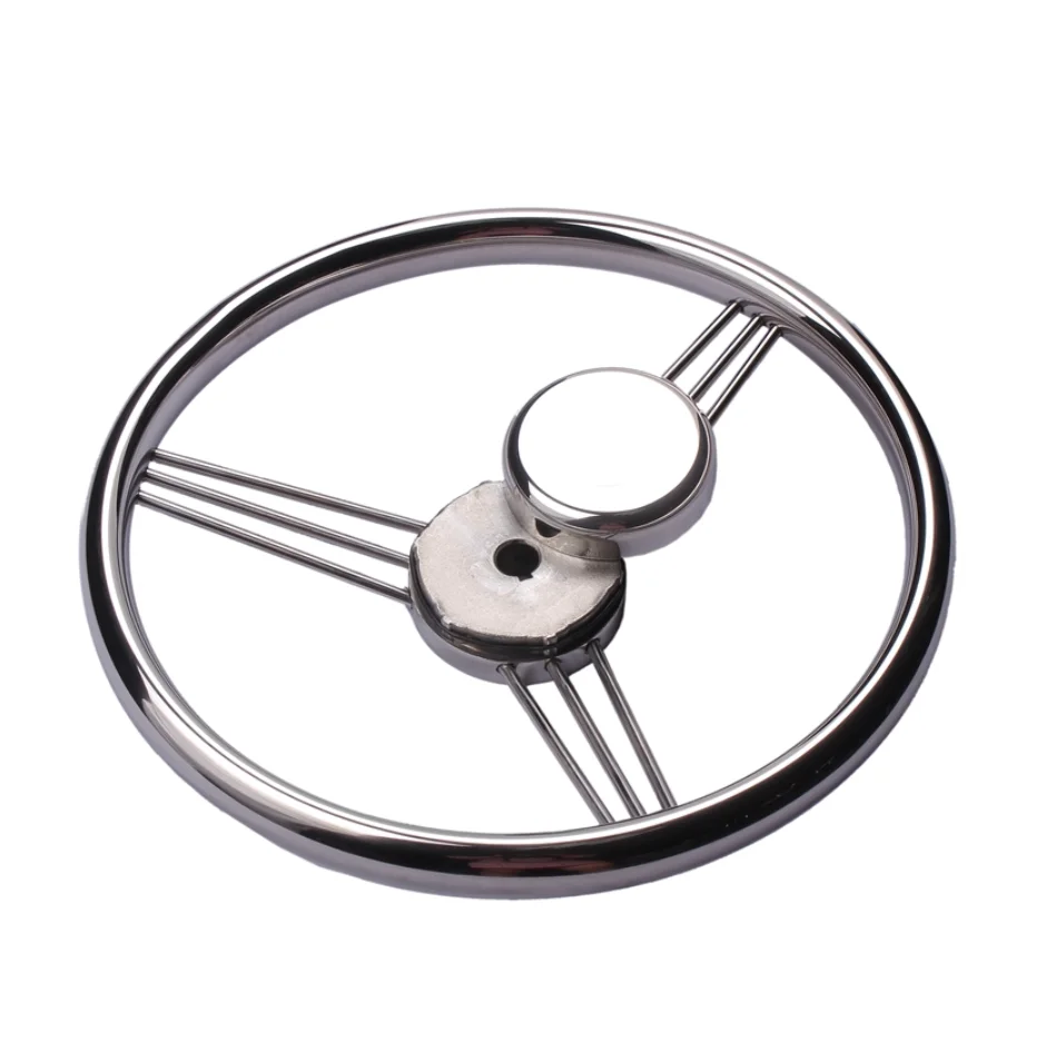 1Pcs Boat Marine 304 Stainless Steel 9 Spoke Steering Wheel Knurling 13-1/2'' For Boat Yacht