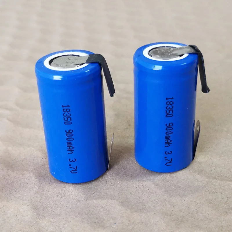 1-10PCS 3.7v 18350 Rechargeable lithium ion Battery 900mah ICR18350 High drain Li-ion cell  with soldering tabs feet