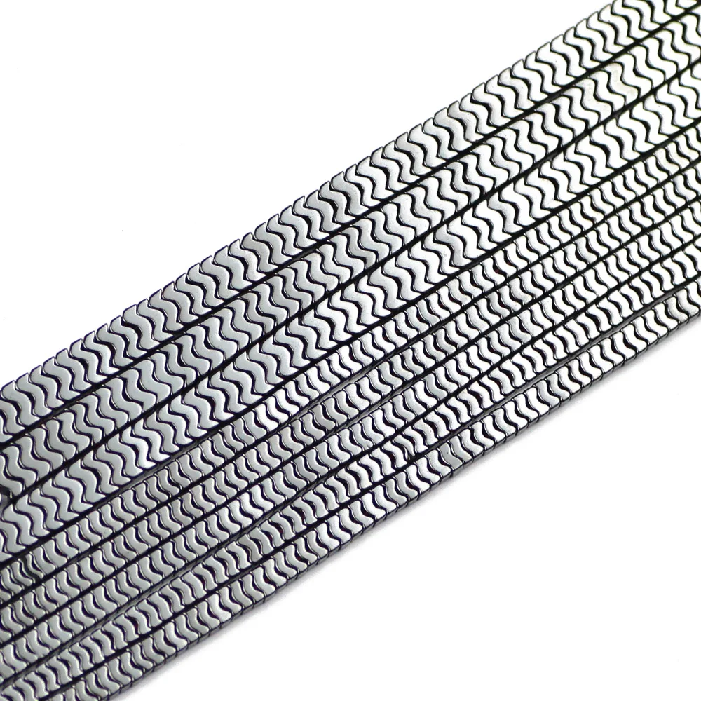 Jhnby Wave Space schwarzer Hämatit 4/6mm Naturstein lose Perlen für Schmuck Armbänder & Halskette machen DIY Befunde Zubehör