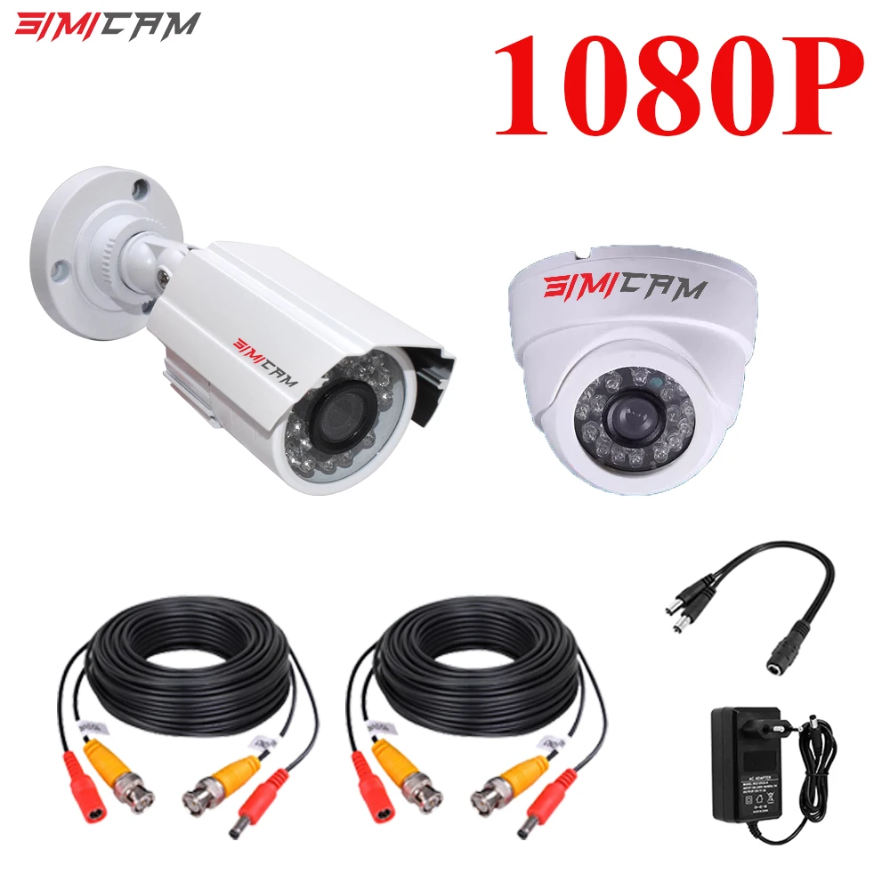 Kit de câmera de segurança ahd, 2 pçs, 2mp, 5mp, à prova d\'água, 20 m, visão noturna, ir, cctv, vigilância