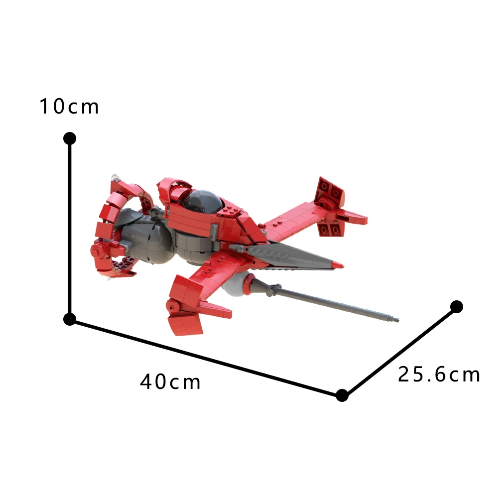 MOC Space Cowboy Battle Patrol Aircraft Building Blocks Kit Wars Airplane Model Red Plane Toys For Children Birthday Xmas Gifts