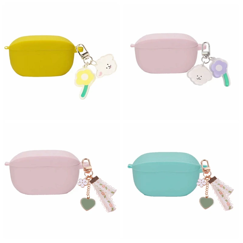 Fundas ل JBL موجة 100 TWS حالة أزهار لطيفة مع المفاتيح سماعة سيليكون الحال بالنسبة JBL100TWS غطاء وقائي ل jbl w100