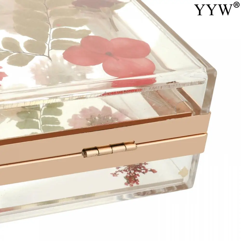 New Fashion Women Floral Acrylic Clutch Bag Box Bag Shoulder Transparent Elegant Design Female For Ladies Party Wedding Clutches