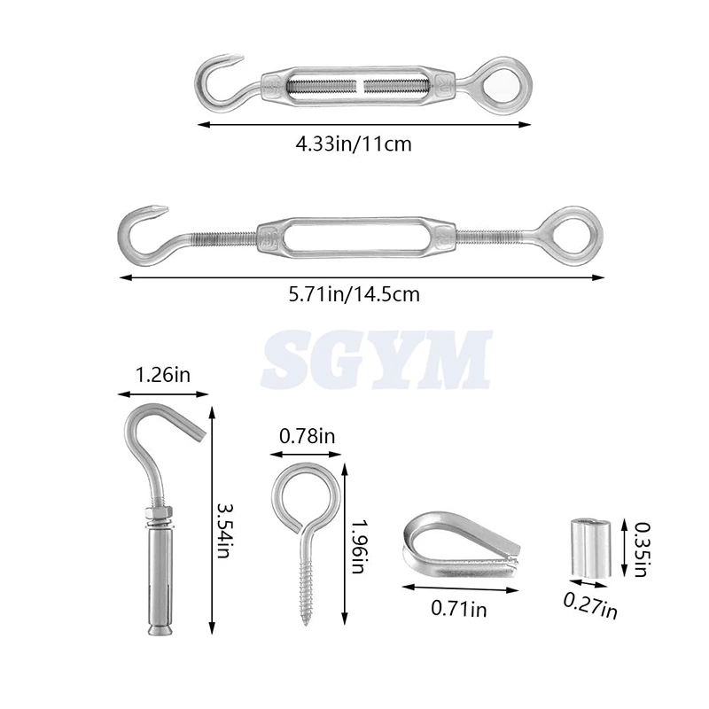 15m/50ft jardim fio corda fio cerca rolo kit 304 aço inoxidável m4 turnbuckle tensor cabo corda fio dedal