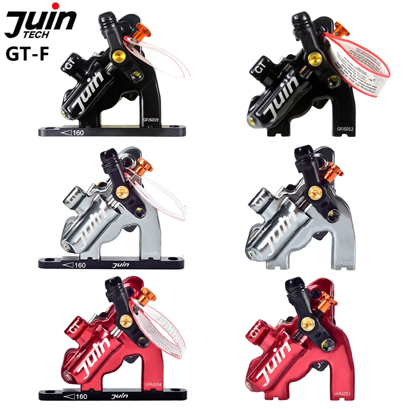 Juin Tech GT-F Hybrid Hydraulic 4-Piston Flat Mount Disc Brake Road Bike Disc Brake Caliper Ultralight Bicycle Disc Brake Set