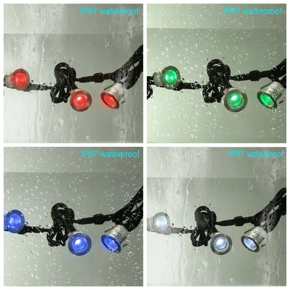 10Pcs/Set 30mm RGB Changeable Color 12V LED Deck Stair Step Terrace Lights Wifi Controller Dimmer Timer for Alexa Google Home