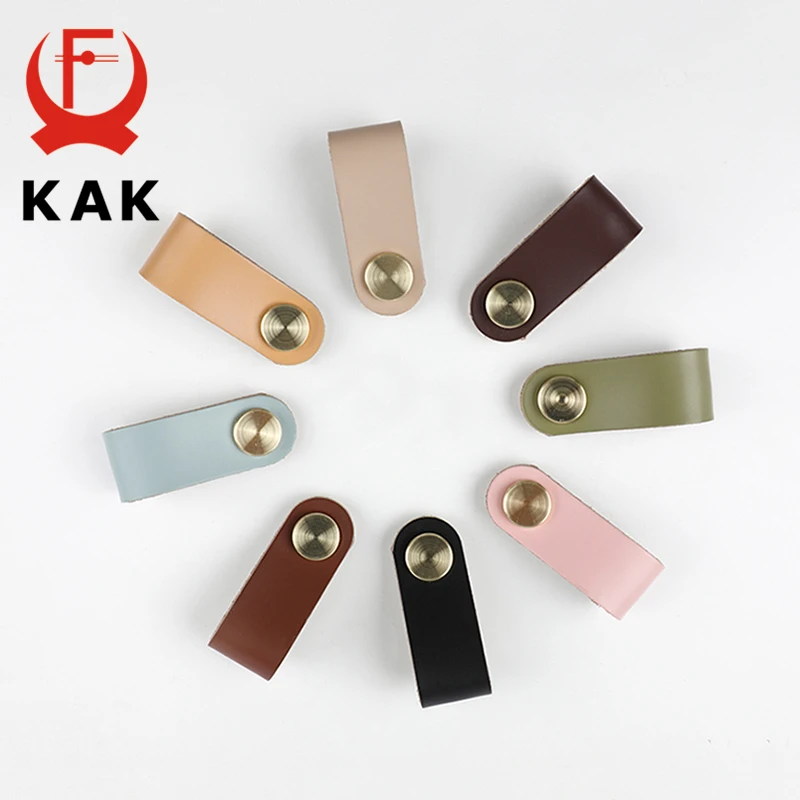 KAK Nordic Furniture Drawer Knobs Leather Wardrobe Cupboard Door Pulls 96mm Kitchen Cabinet Handle Furniture Handle Hardware