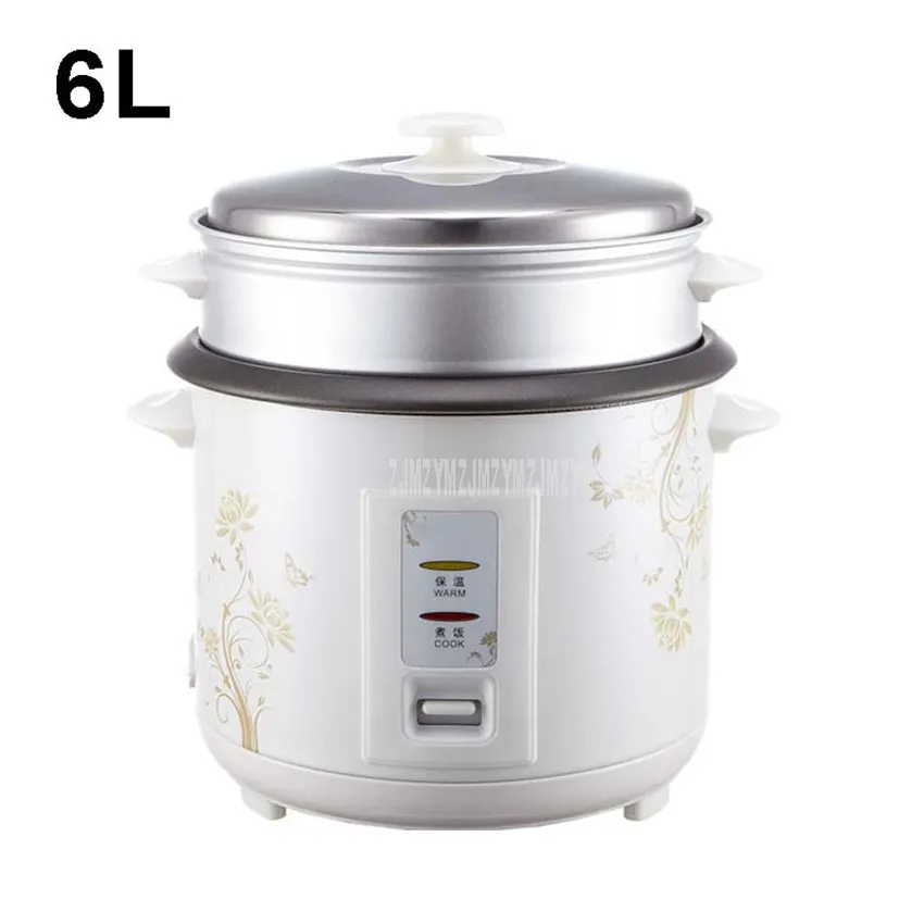 

6L Electric Rice Cooker Household Rice Porridge Soup Cooking Machine With Steaming Layer Black Crystal Inner Tank 8-10 Person