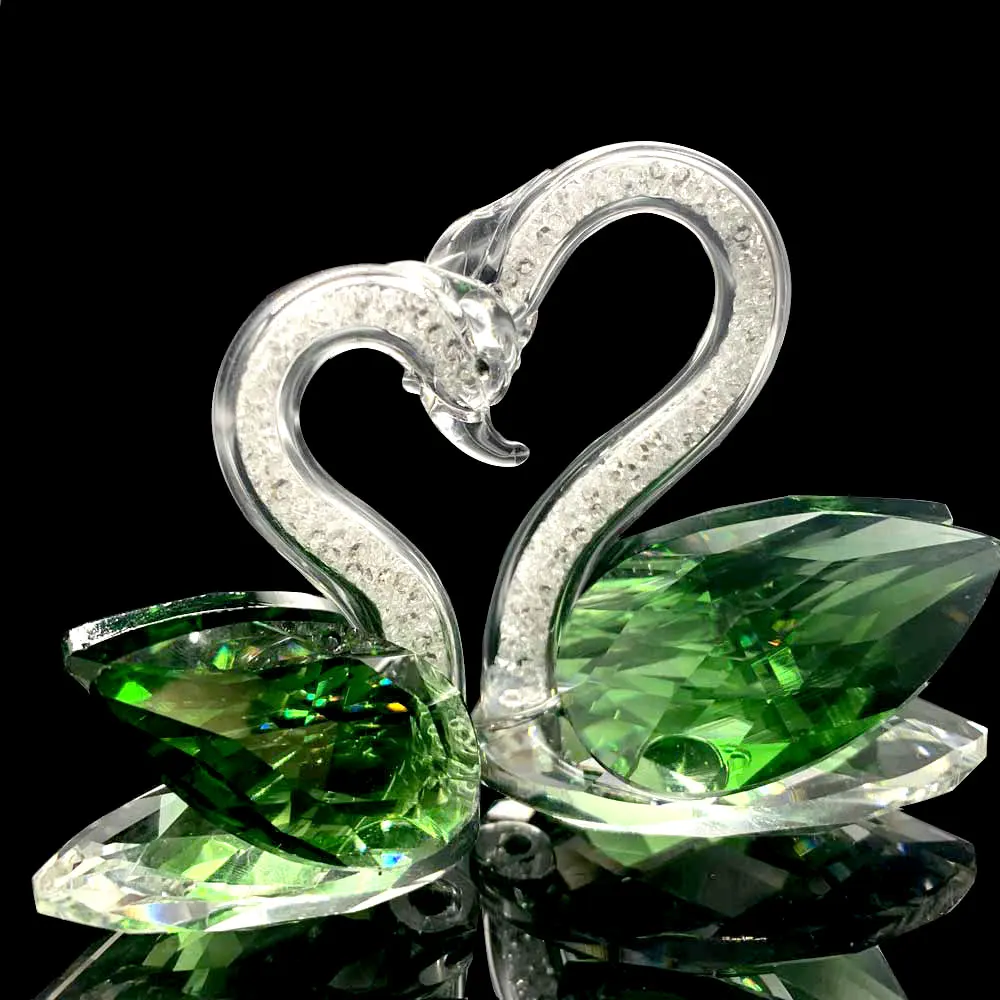 6 Colors Swan Crystal Glass Figurine Collection Diamond Swan Animal Paperweight Table Ornament Decor Kids Birthday Gifts