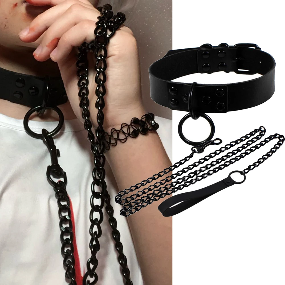 Black Leather Spike Rivet Stud Collar Choker Punk Rock Gothic Chokers chain For Women Men Necklace Statement Jewelry