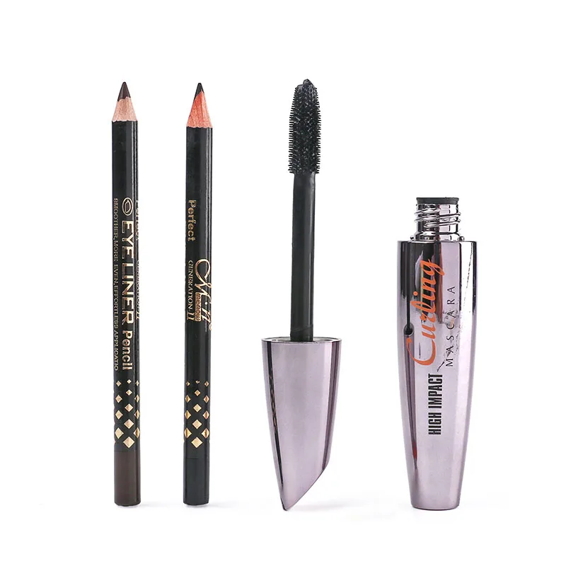 3PCS/Set Professional Makeup Kit Waterproof 3D Mascara Black & Brown Eye Liner Thick Lengthening Eye Lashes Cosmetics TSLM1