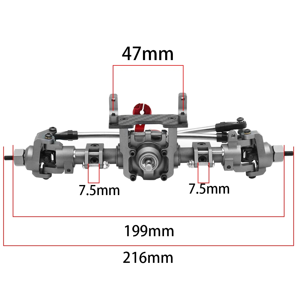 SCX10 II Aluminum Alloy CNC Front Rear Axle Set 30T/8T for 1/10 RC Crawler Axial AR44 90047 90046 AX90060 Builders Kit Upgrade