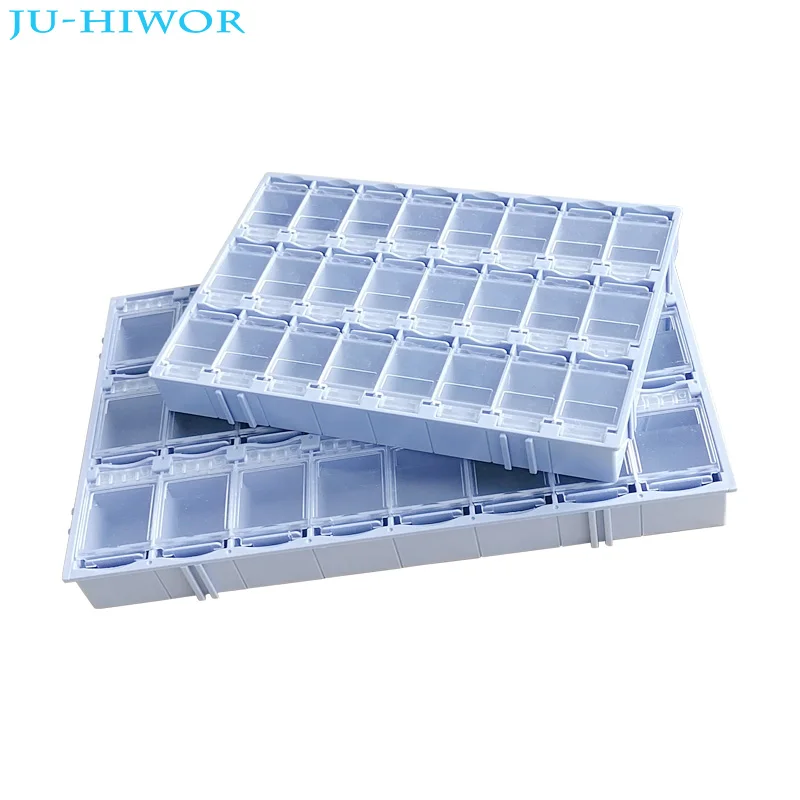 SMD SMT IC Electronic Plastic Component Mini Storage Box Diy Practical Container Resistor Capacitor IC Loader Grey Blue