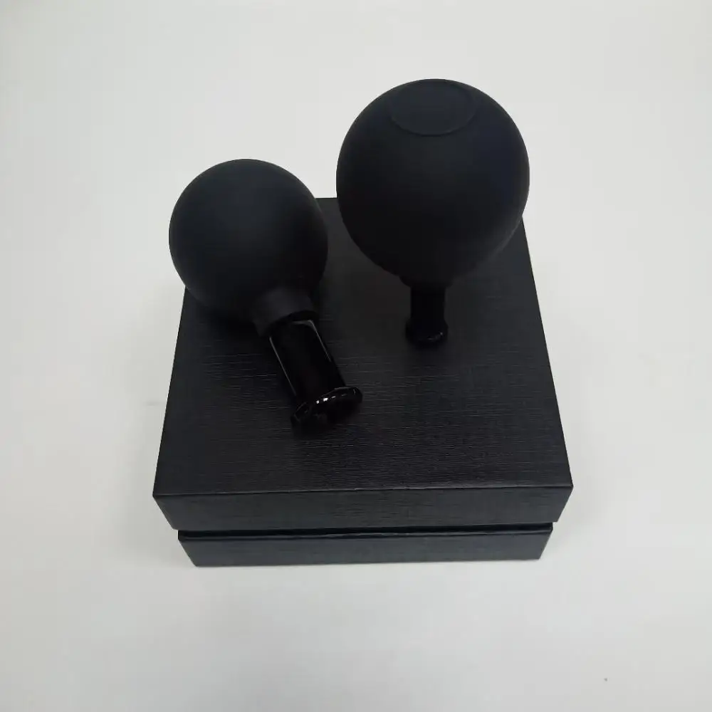 Black Facial Dedicated Face Lift Rubber Silicone Glass Vacuum Suction Massage Cupping Cups Jars