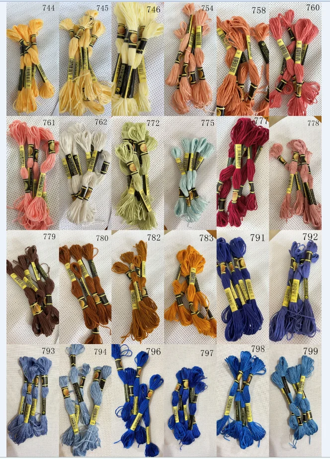 Cross Stitch Embroidery Thread, Custom Colors, Dmc744-749, 10 Pcs, Top Selling