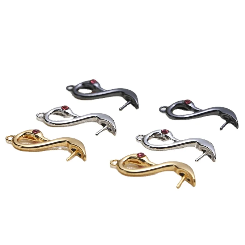 2 قطعة من الماس النحاسي المطلي بالذهب المرصع بجعة حلوة على الوجهين لتقوم بها بنفسك مجوهرات لؤلؤ الباروك إكسسوارات قلادة دعم فارغة