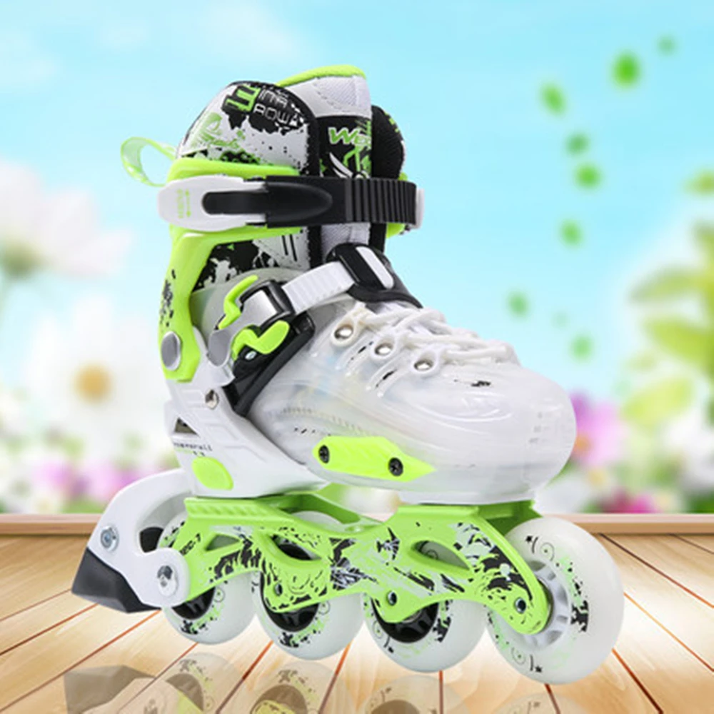 Patines de ruedas de velocidad patines de ruedas patines en línea para niños flash ajustable hombres y mujeres niños flor plana