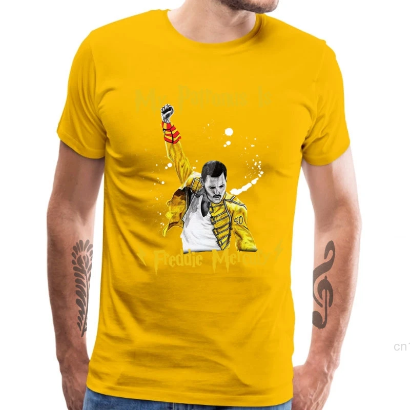 T Shirt for Men My Patronus Is Freddie Mercury Gift Tops 100% Cotton O-Neck T-Shirt Casual TShirt Queen Band Hip Hop Streetwear