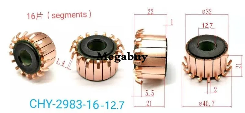 

12.7x32x22mm 16p Copper Bars Alternator Electric Motor Commutator Copper Commutator Armature Commutator