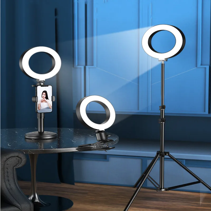 

OURFENG Ring Light 3 Colors Led Adjustable With Mobile Holder Support USB Ringlight for Live Video Streaming Studio Makeup