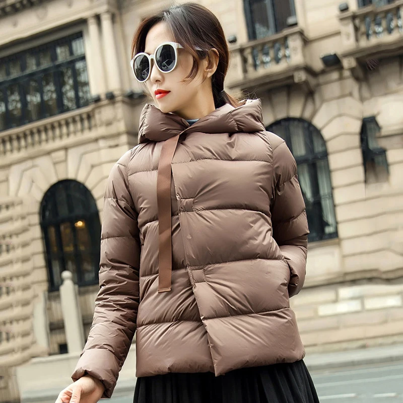 Female Winter Coat Ultra Light 90% Down Jacket Puffer Jacket Brand Jackets Weightless Parkas Hooded Parka Casual Button Outwear