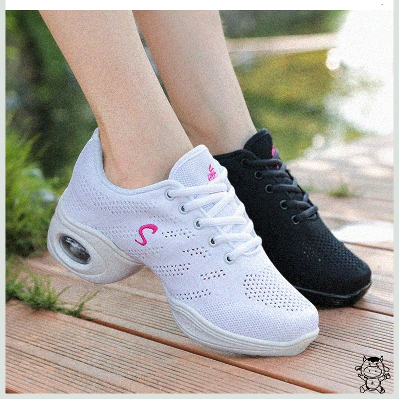 Lightweight Dance Shoes Woman Soft Breathable Modern Sports Shoes For Women Mesh Fitness Air Mesh Jazz Sneakers