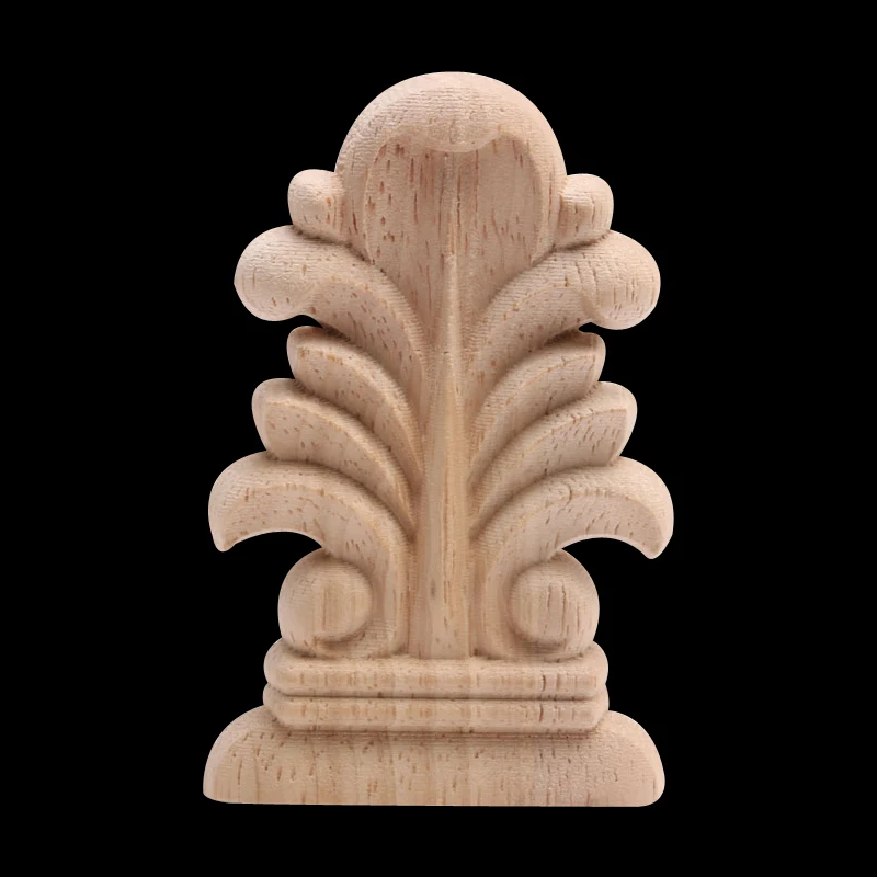 Wood Decal Vintage Home Decoration Accessories Applique  Furniture Rubber Wood Oak Carved Corner Onlay Door Decoration Figurines