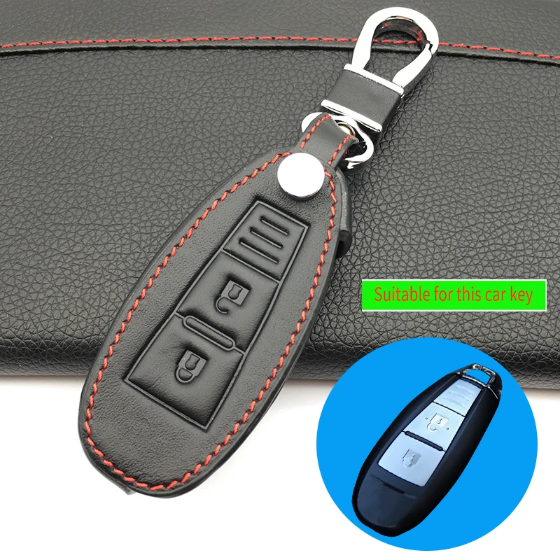 Car high quality Leather Key Chain Remote Control Car Key Cover Case For Suzuki Vitra / Swift / SX4 / Liana 2 Button Smart Key