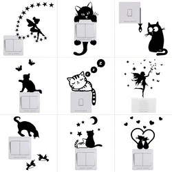 Light Switch Sticker Kids Baby Nursery Room DIY Wall Decoration Cat Fairy Moon Stars Vinyl Decal for Children Bedroom Home Decor