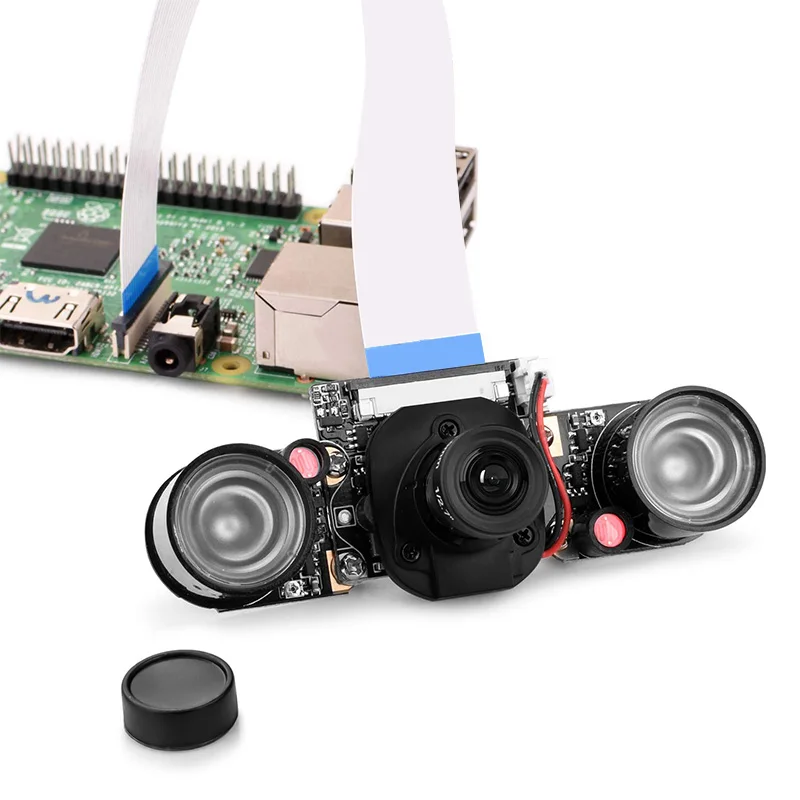 Módulo de cámara de visión nocturna para Raspberry Pi 4, Kit de cámara web con Sensor ir-cut integrado, Mini 5MP 1080P HD Video OV5647