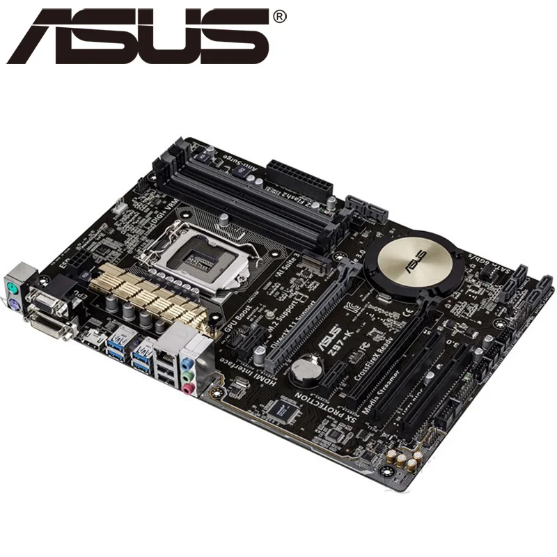 Imagem -03 - Asus Z97-k Desktop Placa-mãe Lga 1150 Ddr3 Usb2.0 Usb3.0 32gb para i3 i5 i7 Cpu Z97 Placas-mãe Originais Desmontagem Original