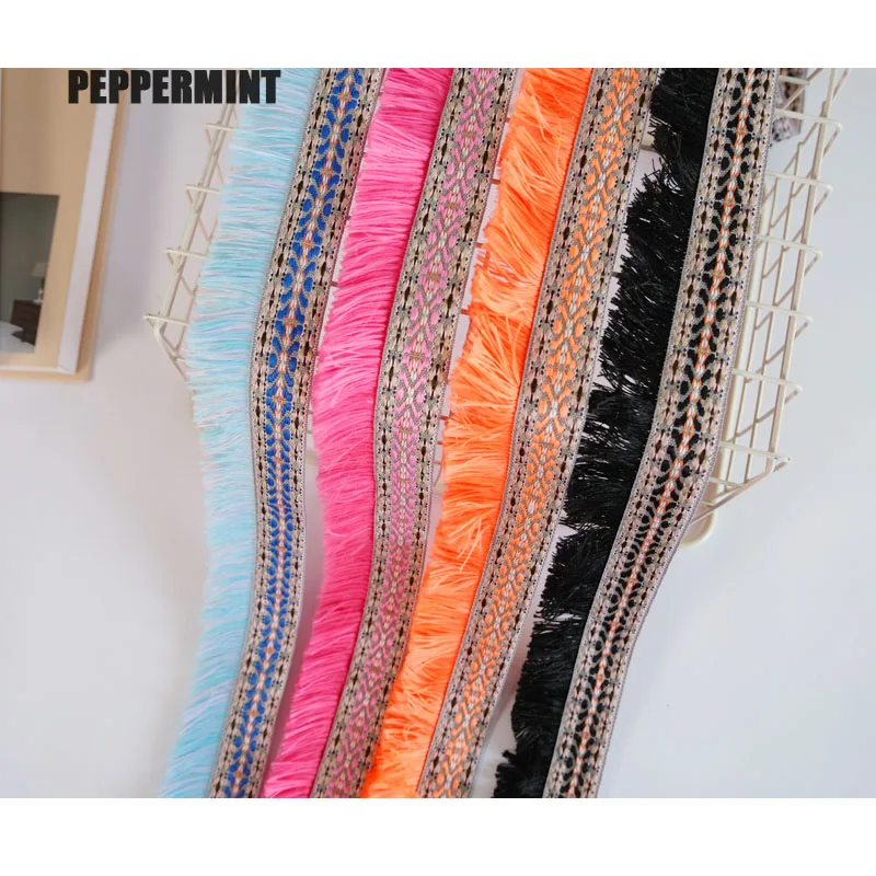 1yard 50mm Embroidery Tassel Ethnic Fringe Lace Trim Trimming Ribbon Sewing Latin Dress Stage Garment Curtain Decorative